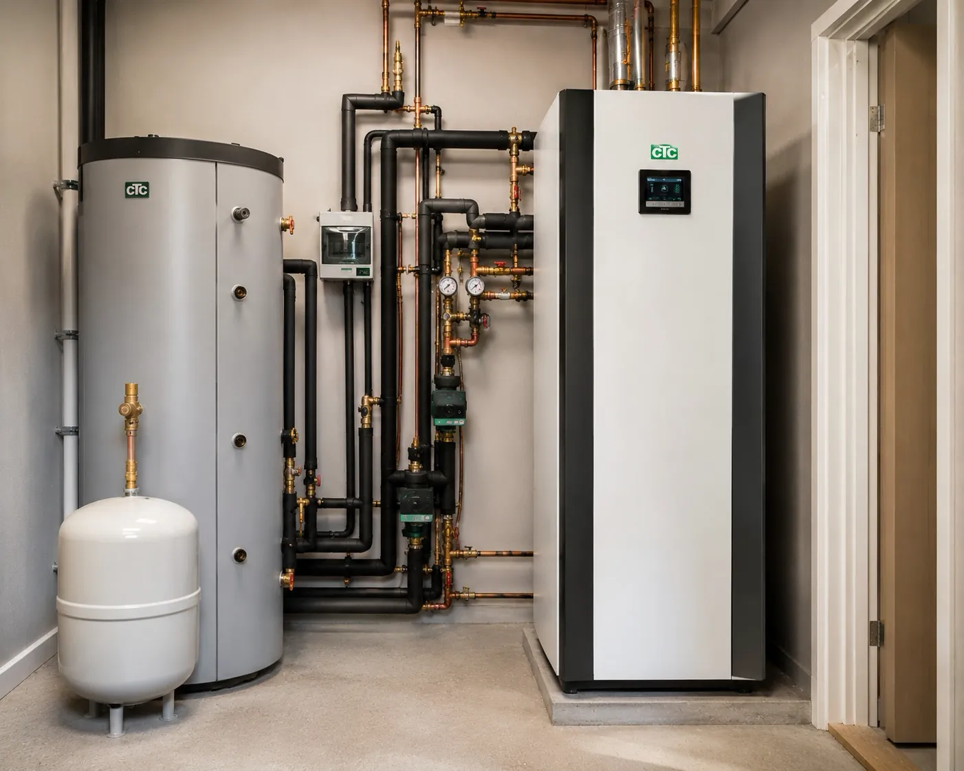 Edenbergs VVS byte bergvärmepump CTC EcoPart med ackumulatortank Vallentuna