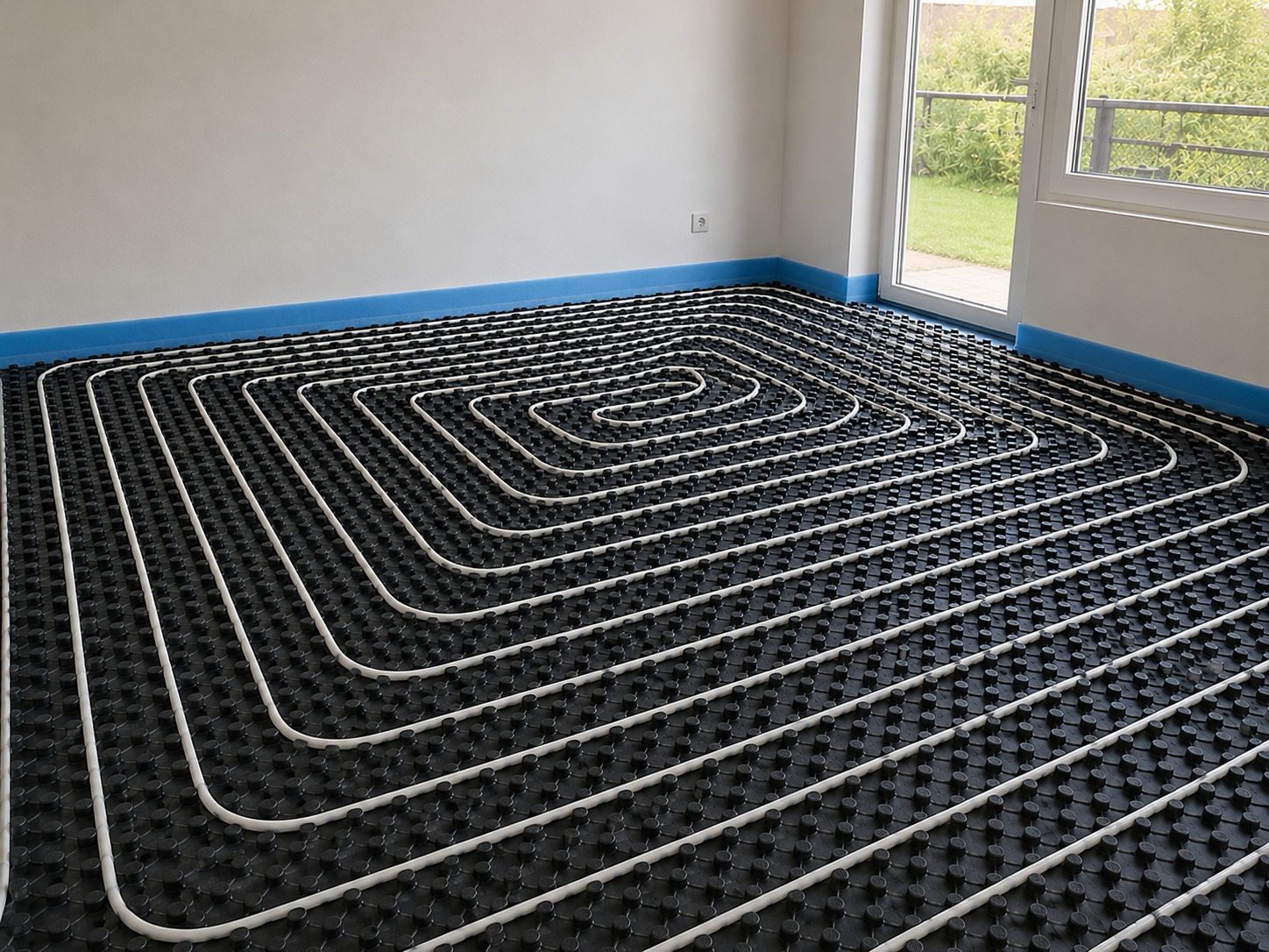 Installation av golvvärme med slingor i noppskiva